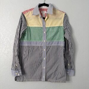 Jones New York Sport Womens Multi Color Striped Button Down Shirt Size 6 Cotton